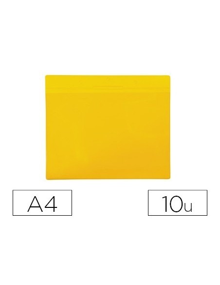 FUNDA TARIFOLD MAGNETICA DIN A4 HORIZONTAL IDENTIFICACION PALETS Y ESTANTERIAS AMARILLO PACK DE 10 UNIDADES