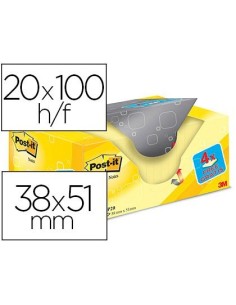BLOC DE NOTAS ADHESIVAS QUITA Y PON POST-IT SUPER STICKY AMARILLO CANARIO 38X51 MM PACK PROMOCIONAL 16+4 GRATIS