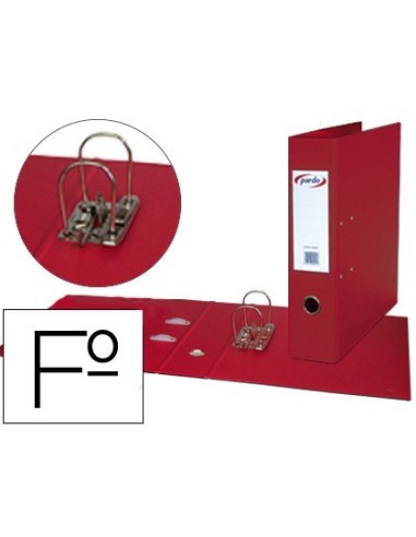 ARCHIVADOR DE PALANCA PARDO FOLIO PLASTICO 2 ANILLAS DE 70 MM COLOR ROJO