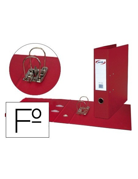 ARCHIVADOR DE PALANCA PARDO FOLIO PLASTICO 2 ANILLAS DE 70 MM COLOR ROJO
