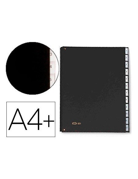 CARPETA CLASIFICADORA FUELLE PARDO CARTON COMPACTO FOLIO 12 DEPARTAMENTOS VISOR DOBLE PERSONALIZABLES COLOR NEGRO