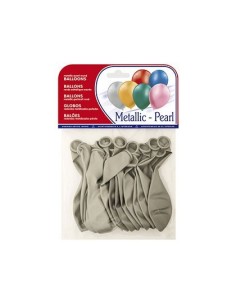 GLOBO 100% LATEX BIODEGRADABLE METALIZADO PLATA BOLSA DE 15 UNIDADES