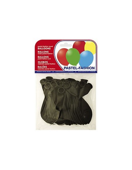 GLOBO 100% LATEX BIODEGRADABLE PASTEL NEGRO BOLSA DE 20 UNIDADES