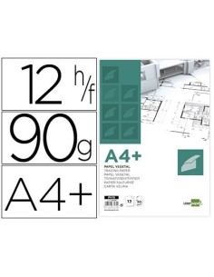 PAPEL DIBUJO LIDERPAPEL A4+ 320X240MM 90G/M2 VEGETAL SOBRE DE 12 HOJAS
