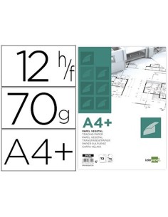PAPEL DIBUJO LIDERPAPEL A4+ 320X240MM 70G/M2 VEGETAL SOBRE DE 12 HOJAS
