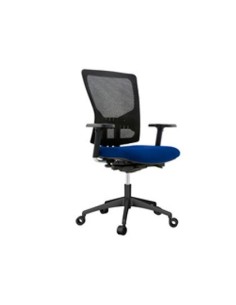 SILLA ROCADA DE OFICINA CON BRAZOS TAPIZADA EN TELA INGNIFUGA Y RESPALDO EN POLIMERO COLOR AZUL