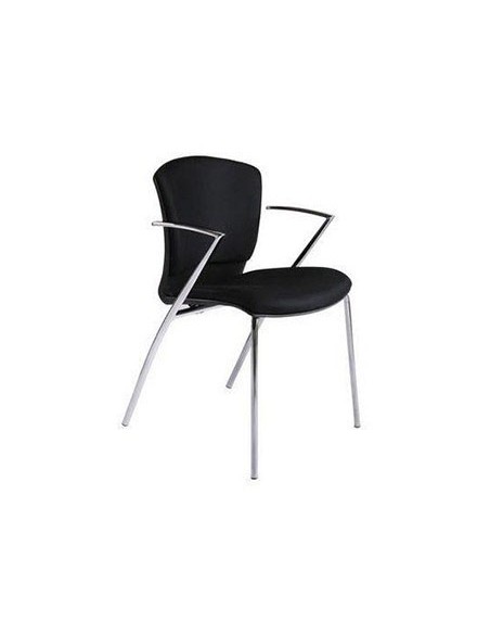 SILLA ROCADA CONFIDENTE ESTRUCTURA CROMADA CON BRAZOS TAPIZADA EN TELA INGNIFUGA COLOR NEGRO 52X82X56 CM
