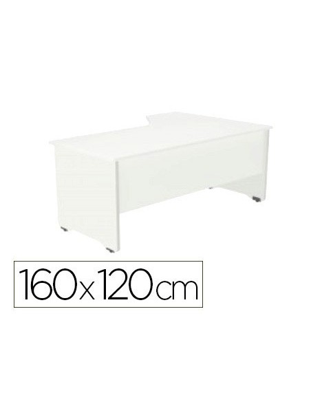 MESA ROCADA SERIE WORK 160X120 CM IZQUIERDA ACABADO AW04 BLANCO/BLANCO