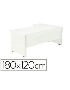 MESA ROCADA SERIE WORK 180X120 CM IZQUIERDA ACABADO AW04 BLANCO/BLANCO