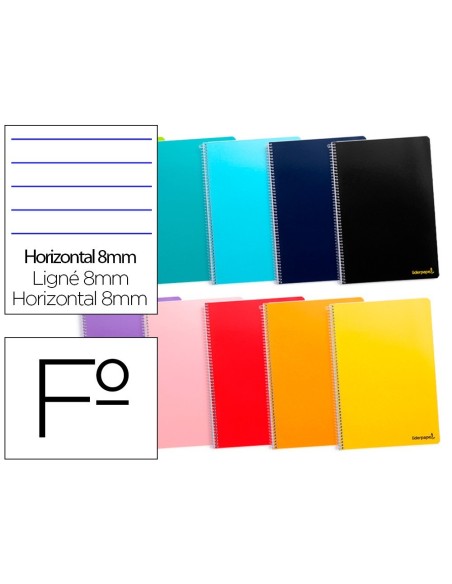 CUADERNO ESPIRAL LIDERPAPEL FOLIO SMART TAPA BLANDA 80H 60GR HORIZONTAL 8MM CON MARGEN COLORES SURTIDOS
