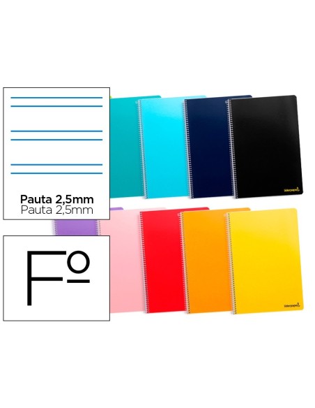 CUADERNO ESPIRAL LIDERPAPEL FOLIO SMART TAPA BLANDA 80H 60GR PAUTA 2,5MM CON MARGEN COLORES SURTIDOS