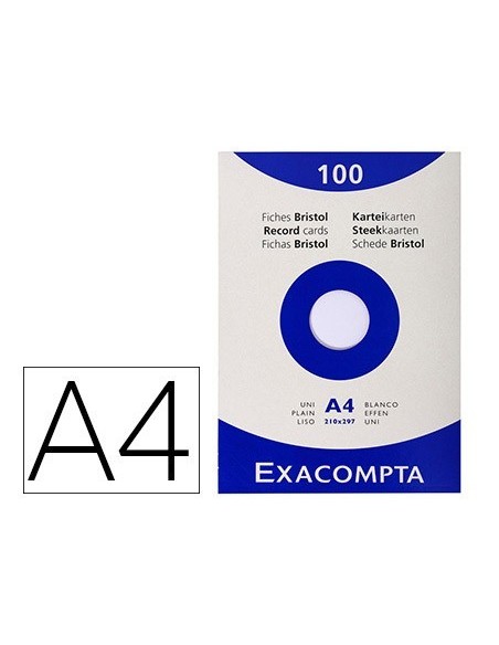 CARTULINA EXACOMPTA DIN A4 BLANCA 205 GRS PAQUETE DE 100 UNIDADES