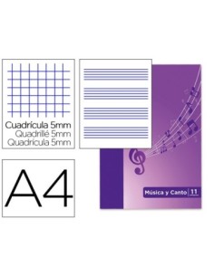 BLOC MUSICA Y CANTO OXFORD PENTAGRAMA INTERLINEADO 2 MM + CUADRICULA 5 MM DIN A4 24 HOJAS 90G/M2