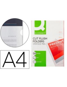 CARPETA DOSSIER UÑERO PLASTICO Q-CONNECT DIN A4 120 MICRAS TRANSPARENTE CAJA DE 100 UNIDADES