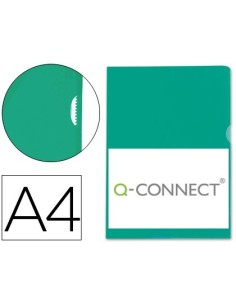 CARPETA DOSSIER UÑERO PLASTICO Q-CONNECT DIN A4 120 MICRAS VERDE CAJA DE 100 UNIDADES