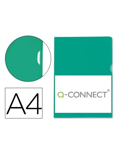 CARPETA DOSSIER UÑERO PLASTICO Q-CONNECT DIN A4 120 MICRAS VERDE CAJA DE 100 UNIDADES