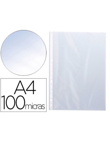 FUNDA MULTITALADRO Q-CONNECT DIN A4 100 MC CRISTAL CAJA DE 100 UNIDADES