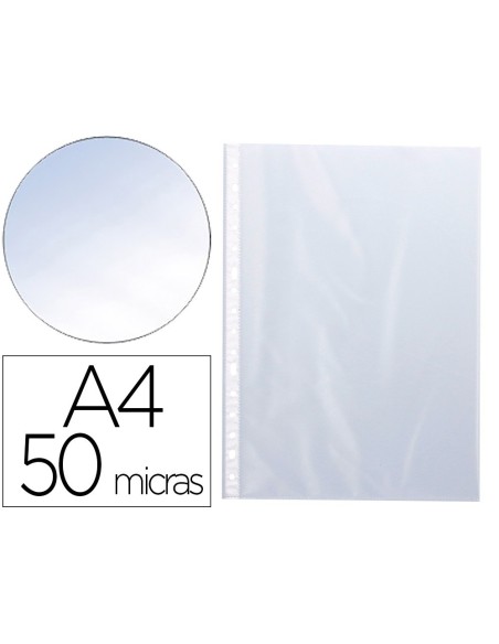 FUNDA MULTITALADRO Q-CONNECT DIN A4 50 MC CRISTAL BOLSA DE 100 UNIDADES