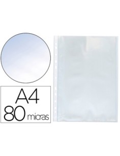FUNDA MULTITALADRO Q-CONNECT DIN A4 80 MC CRISTAL BOLSA DE 100 UNIDADES