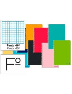 CUADERNO ESPIRAL LIDERPAPEL FOLIO SMART TAPA BLANDA 80H 60GR RAYADO N 46 COLORES SURTIDOS