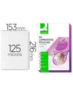 BOLSA DE PLASTIFICAR Q-CONNECT 153 X 216 MM 125 MC DIN A5 AUTOADHESIVAS CAJA DE 25 UNIDADES