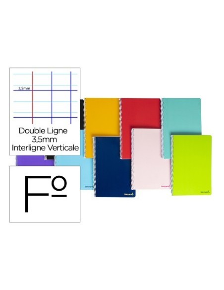 CUADERNO ESPIRAL LIDERPAPEL FOLIO SMART TAPA BLANDA 80H 60GR RAYADO MONTESSORI 3,5MM CON MARGEN COLORES SURTIDOS