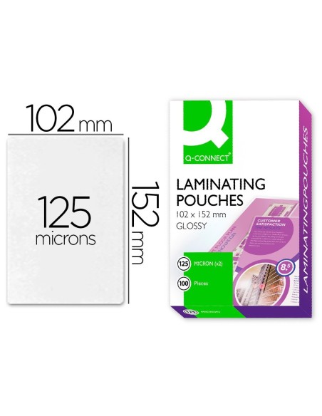 BOLSA DE PLASTIFICAR Q-CONNECT 102 X 152 MM 125 MC CARNET DE FUTBOL CAJA DE 100 UNIDADES