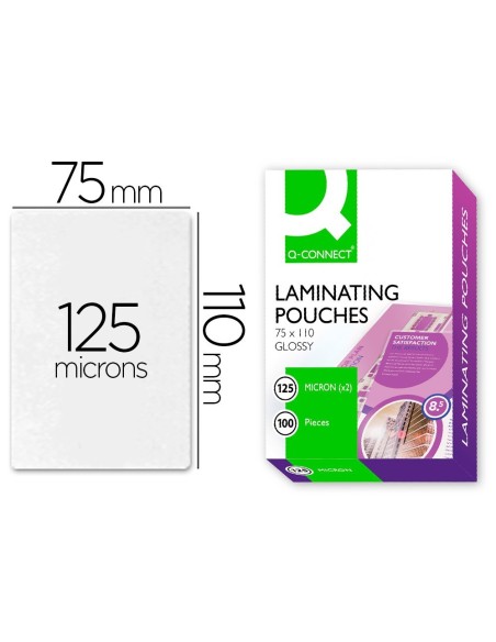 BOLSA DE PLASTIFICAR Q-CONNECT 110 X 75 MM 125 MC CARNET DE IDENTIDAD CAJA DE 100 UNIDADES