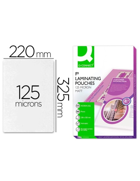 BOLSA DE PLASTIFICAR Q-CONNECT 325 X 220 MM 125 MC FOLIO CAJA DE 100 UNIDADES