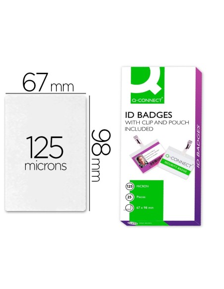BOLSA DE PLASTIFICAR Q-CONNECT 67X98 MM 125 MC CON CLIP PARA TARJETAS DE VISITA CAJA DE 25 UNIDADES