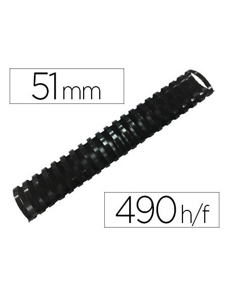 CANUTILLO Q-CONNECT OVALADO 51 MM PLASTICO NEGRO CAPACIDAD 490 HOJAS CAJA DE 10 UNIDADES