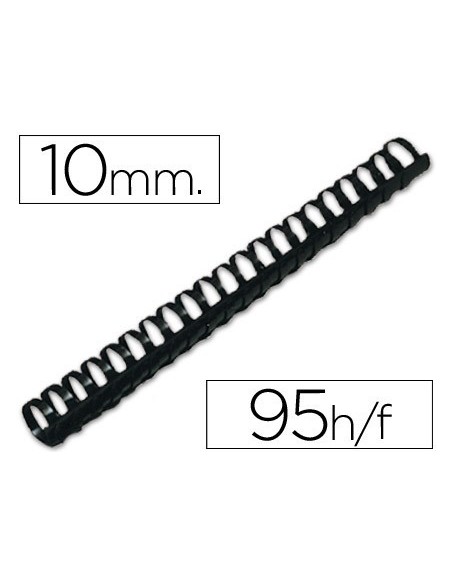 CANUTILLO Q-CONNECT REDONDO 10 MM PLASTICO NEGRO CAPACIDAD 95 HOJAS CAJA DE 100 UNIDADES