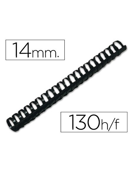 CANUTILLO Q-CONNECT REDONDO 14 MM PLASTICO NEGRO CAPACIDAD 130 HOJAS CAJA DE 100 UNIDADES