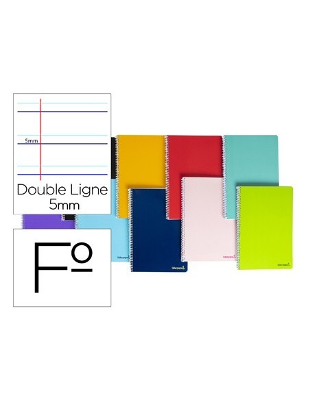 CUADERNO ESPIRAL LIDERPAPEL FOLIO SMART TAPA BLANDA 80H 60GR RAYADO MONTESSORI 5MM CON MARGEN COLORES SURTIDOS
