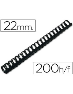 CANUTILLO Q-CONNECT REDONDO 22 MM PLASTICO NEGRO CAPACIDAD 200 HOJAS CAJA DE 50 UNIDADES