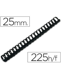 CANUTILLO Q-CONNECT REDONDO 25 MM PLASTICO NEGRO CAPACIDAD 225 HOJAS CAJA DE 50 UNIDADES