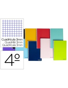 CUADERNO ESPIRAL LIDERPAPEL CUARTO SMART TAPA BLANDA 80H 60GR 3MM CON MARGEN COLORES SURTIDOS