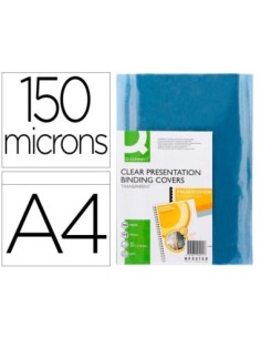 TAPA DE ENCUADERNACION Q-CONNECT PVC DIN A4 INCOLORA 150 MC CAJA DE 100 UNIDADES