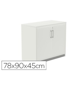 ARMARIO ROCADA CON UN ESTANTE Y DOS PUERTAS ENTERAS SERIE STORE 78X90X45 CM ACABADO AW04 ALUMINIO/BLANCO