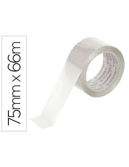 CINTA ADHESIVA Q-CONNECT POLIPROPILENO TRANSPARENTE 66 MT X 75 MM PARA EMBALAJE