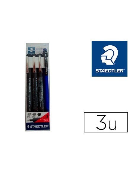ROTULADOR STAEDTLER CALIBRADO MICROMETRICO NEGRO BOLSA DE 3 UNIDADES 0,2 -0,4- 0,8 MM + PORTAMINAS 777 REGALO
