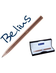 BOLIGRAFO BELIUS CASCAIS ORO ROSA CUERPO CROMADO BRILLO EN ESTUCHE