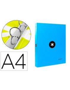 CARPETA LIDERPAPEL ANTARTIK A4 FORRADA 4 ANILLAS 25 MM REDONDAS COLOR AZUL