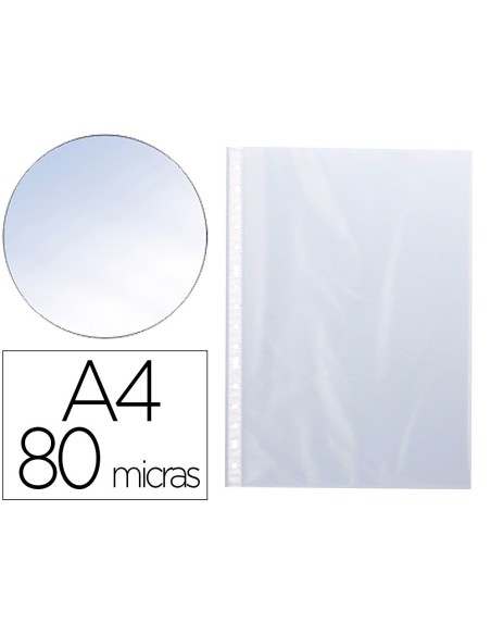 FUNDA MULTITALADRO Q-CONNECT DIN A4 80 MC CRISTAL CAJA DE 100 UNIDADES