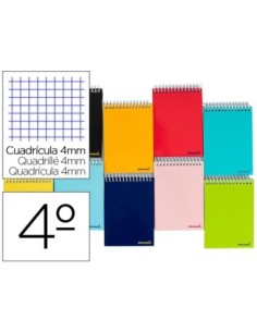 CUADERNO ESPIRAL LIDERPAPEL CUARTO APAISADO SMART TAPA BLANDA 80H 60GR CUADRO 4MM CONMARGEN COLORES SURTIDOS