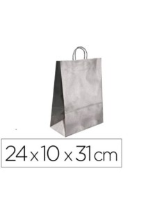 BOLSA KRAFT Q-CONNECT PLATA ASA RETORCIDA 240X100X310 MM