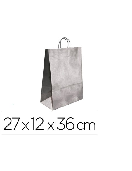 BOLSA KRAFT Q-CONNECT PLATA ASA RETORCIDA 270X120X360 MM