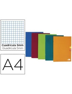 LIBRETA LIDERPAPEL SCRIPTUS A4 48 HOJAS 90G/M2 CUADRO 5MM CON MARGEN COLORES SURTIDOS