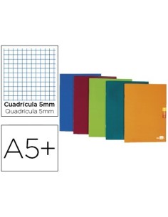 LIBRETA LIDERPAPEL SCRIPTUS A5 PLUS 48 HOJAS 90G/M2 CUADRO 5MM CON MARGEN COLORES SURTIDOS