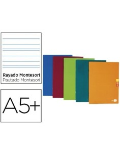 LIBRETA LIDERPAPEL SCRIPTUS A5 PLUS 48 HOJAS 90G/M2 RAYADO MONTESSORI 3,5MM CON MARGEN COLORES SURTIDOS